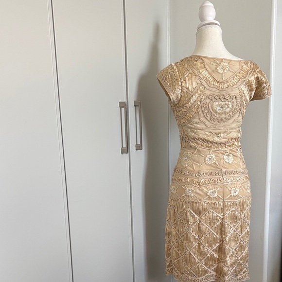 Sue Wong Beige Lace Mini Dress - Picture 5 of 11